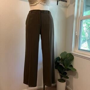 Coldwater Creek Olive Green High Rise Relaxed Wide Leg Trouser Pants Size 12